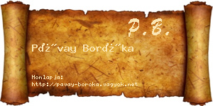 Pávay Boróka névjegykártya